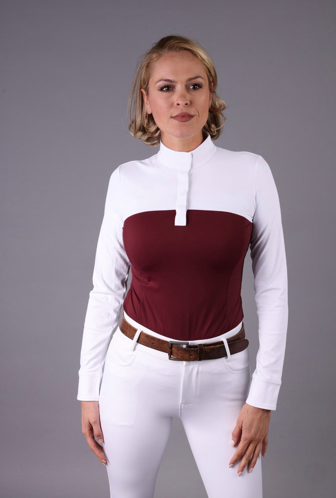 FEQ Samantha Split Color Long Sleeve Show Shirt