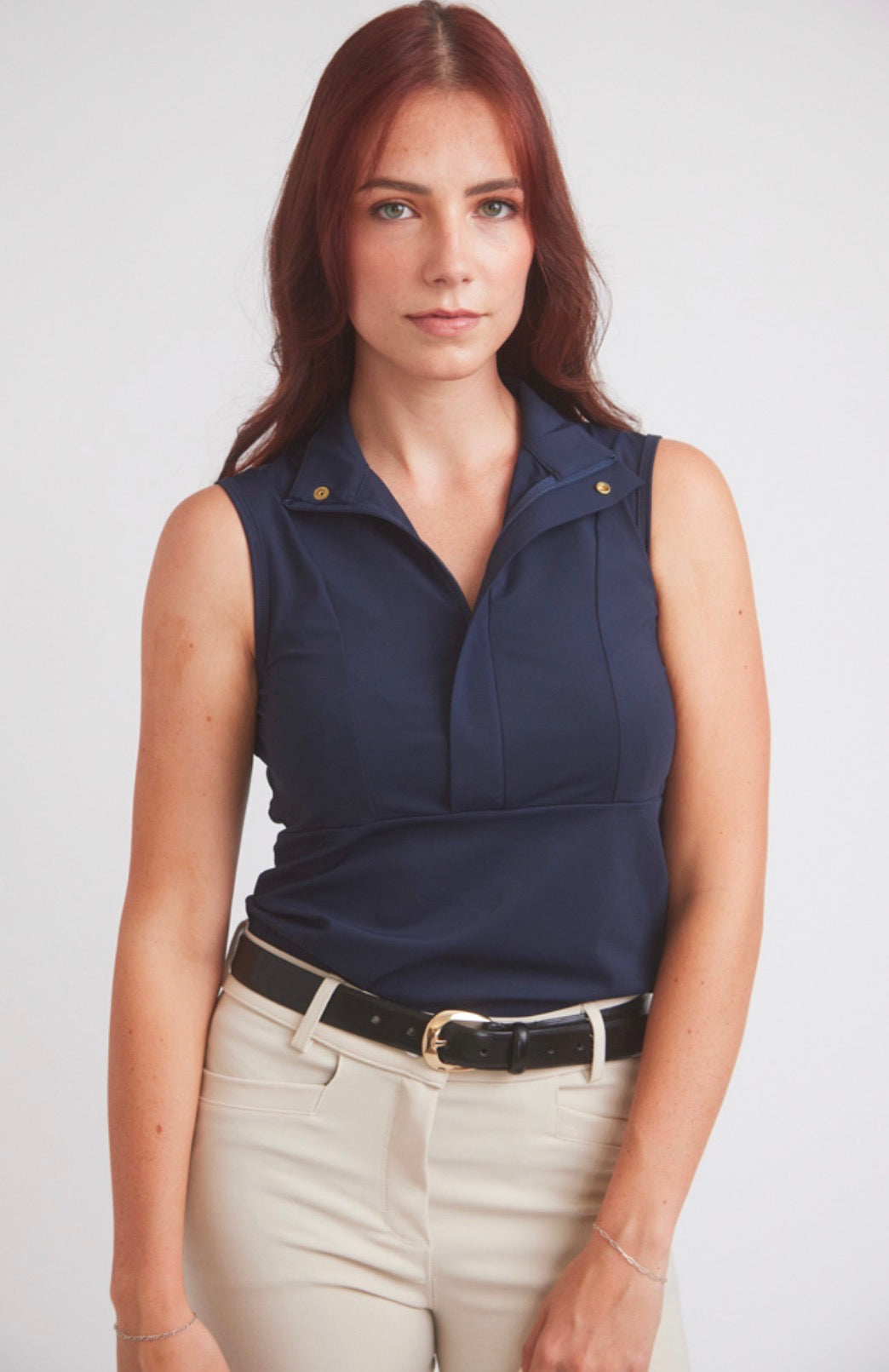 Solid Citizen Cameron Sleeveless Zip Shirt in Navy
