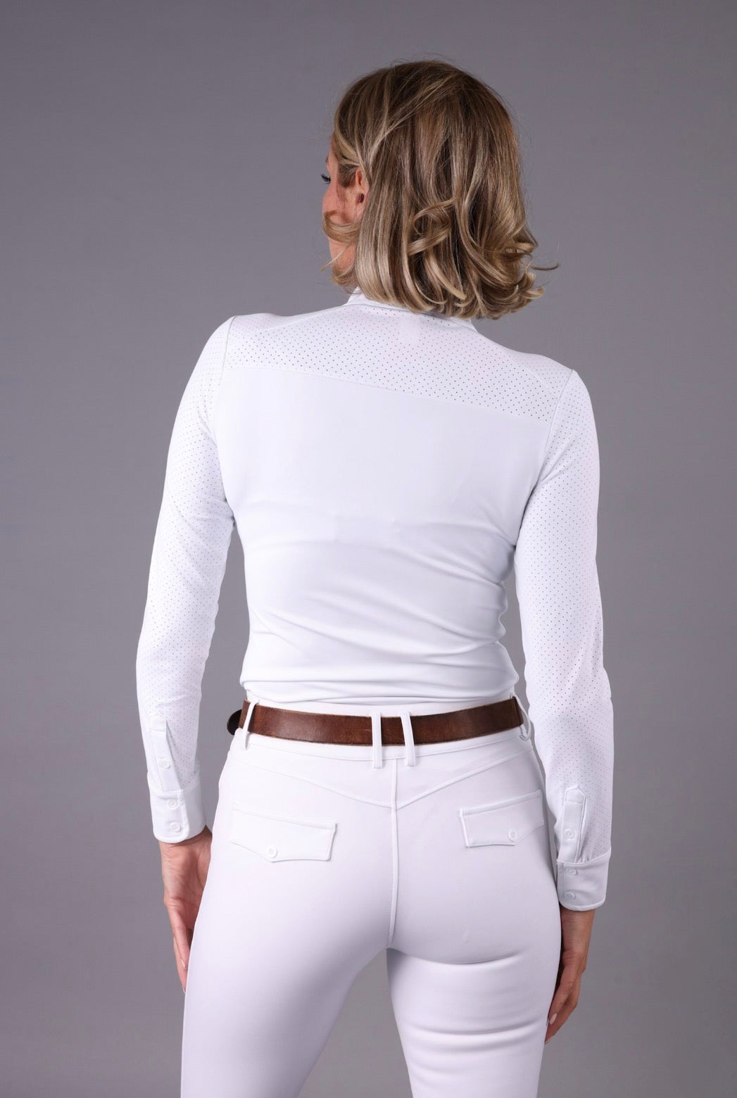 FEQ Ashlynn Perforated Long Sleeve Show Shirt