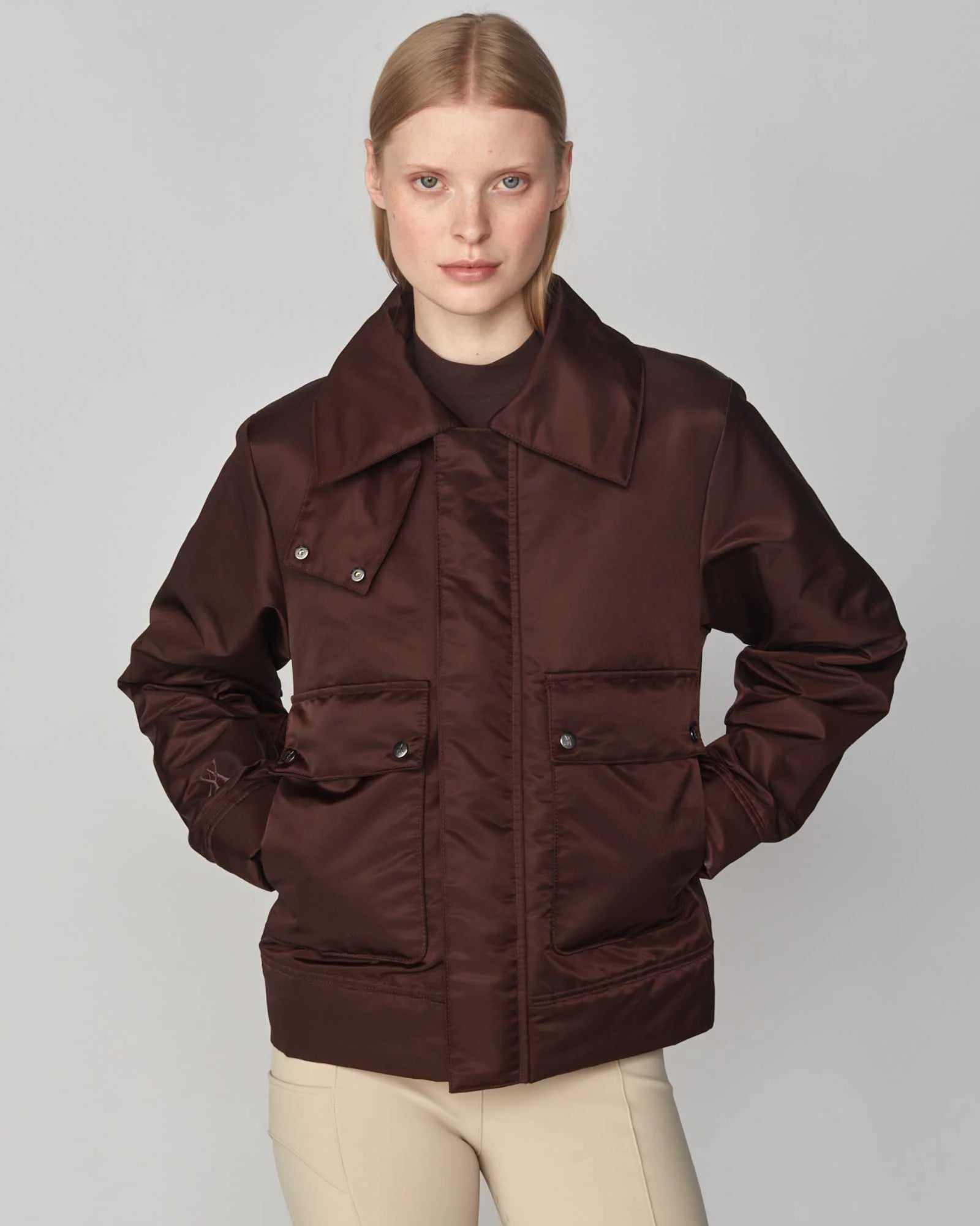 Yagya Short Padded Jacket in Brown