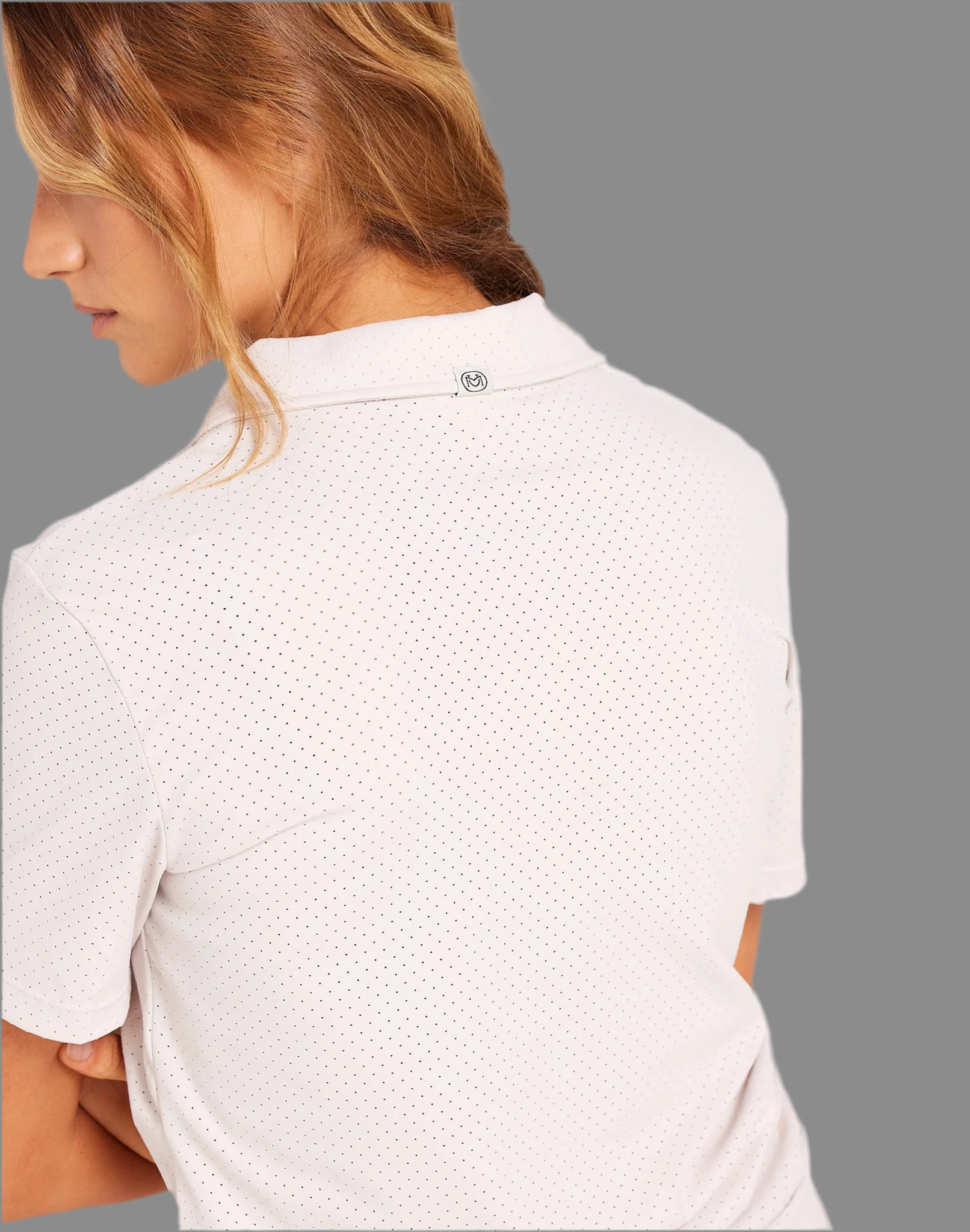 Milrey Perforated Polo Short Sleeve in Bone
