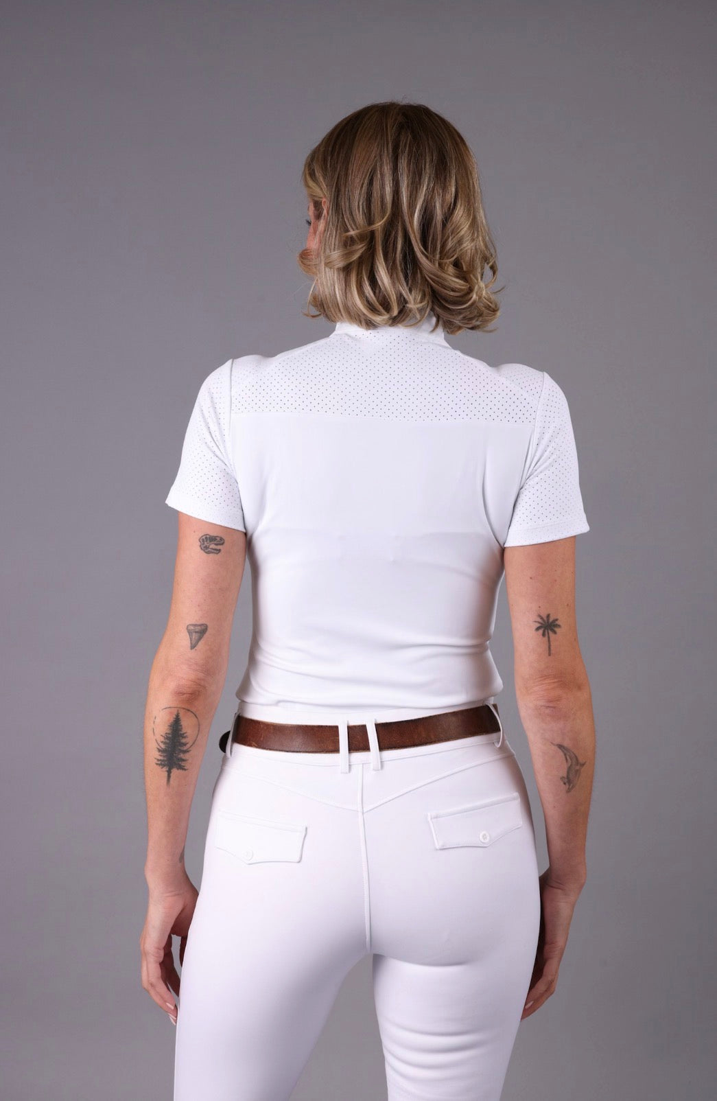 FEQ Ashlynn Perforated Short Sleeve Show Shirt